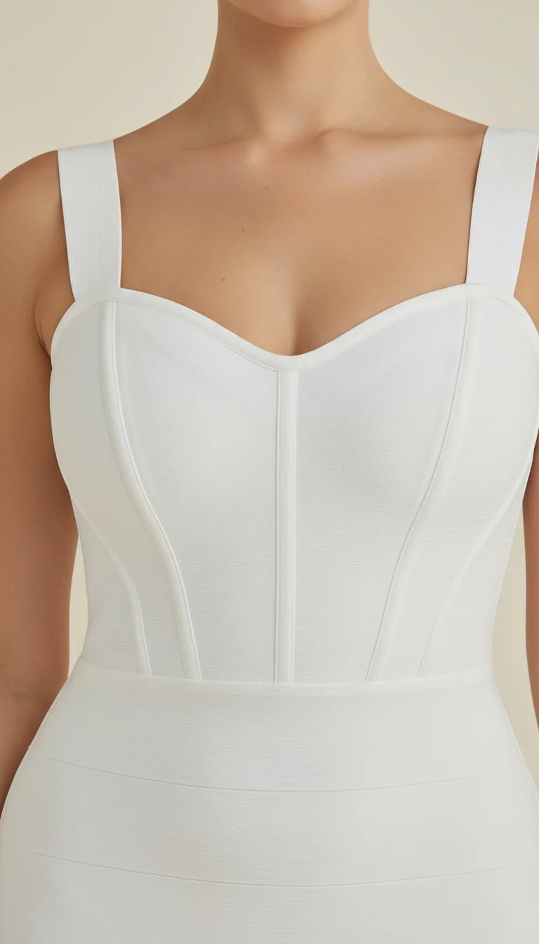 Robe Corset Bandage Blanche Sculptante - Vue face