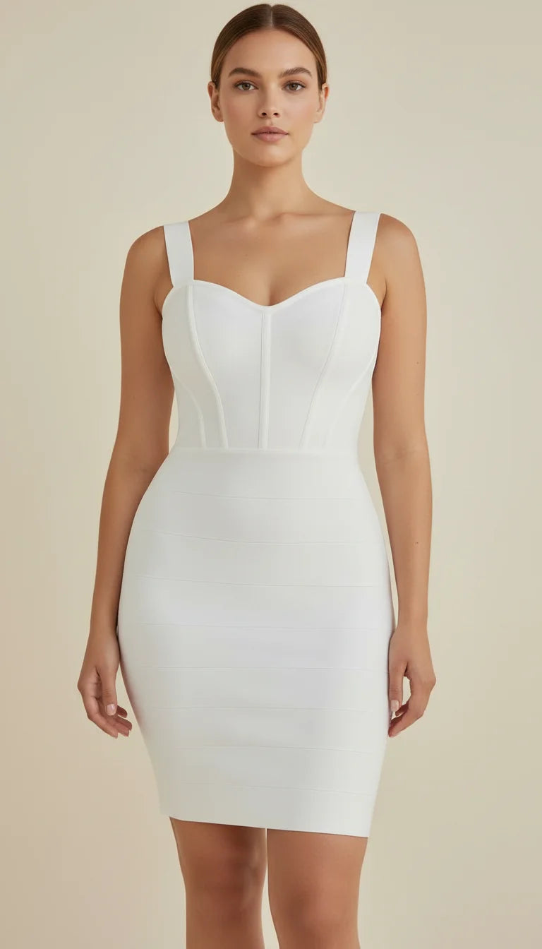 Robe Corset Bandage Blanche Sculptante - Vue principale