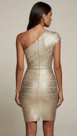 Robe Corset Bandage Doré Scintillant - Vue dos