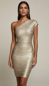 Robe Corset Bandage Doré Scintillant