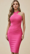 Robe Corset Bandage Halter Rose Vif