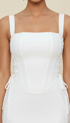 Robe Corset Bandage Ivoire - Vue face