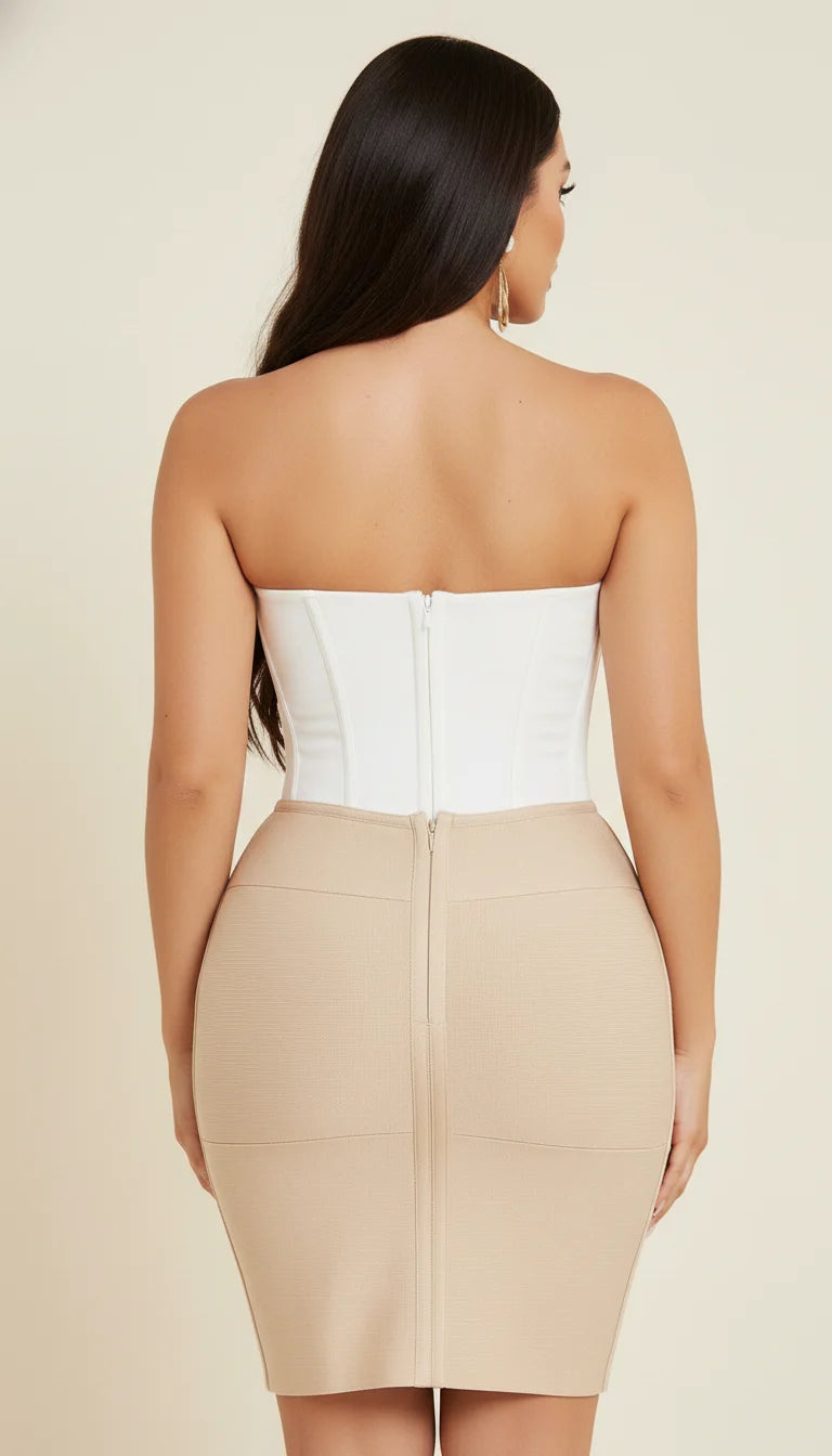 Robe Corset Bandage Lacée Beige Clair - Vue dos