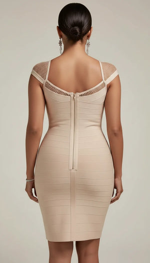Robe Corset Bandage Maille Beige Clair - Vue dos