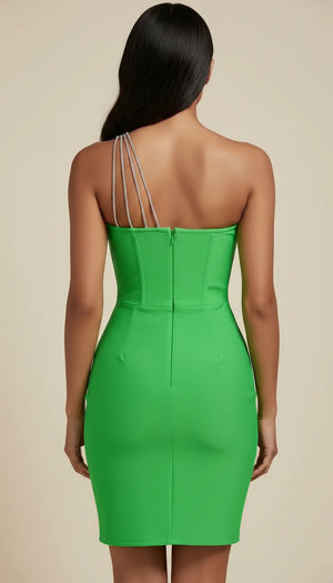 Robe Corset Bandage Vert Éclatant - Vue dos