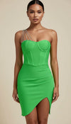 Robe Corset Bandage Vert Éclatant