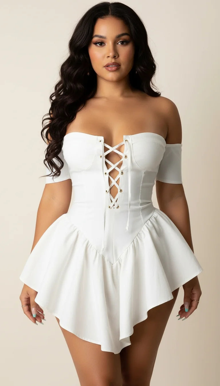 Robe Corset Bardot Blanche Pure
