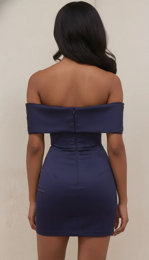 Robe Corset Bardot Bleu Marine - Vue dos