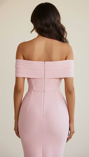 Robe Corset Bardot Rose Poudré - Vue dos