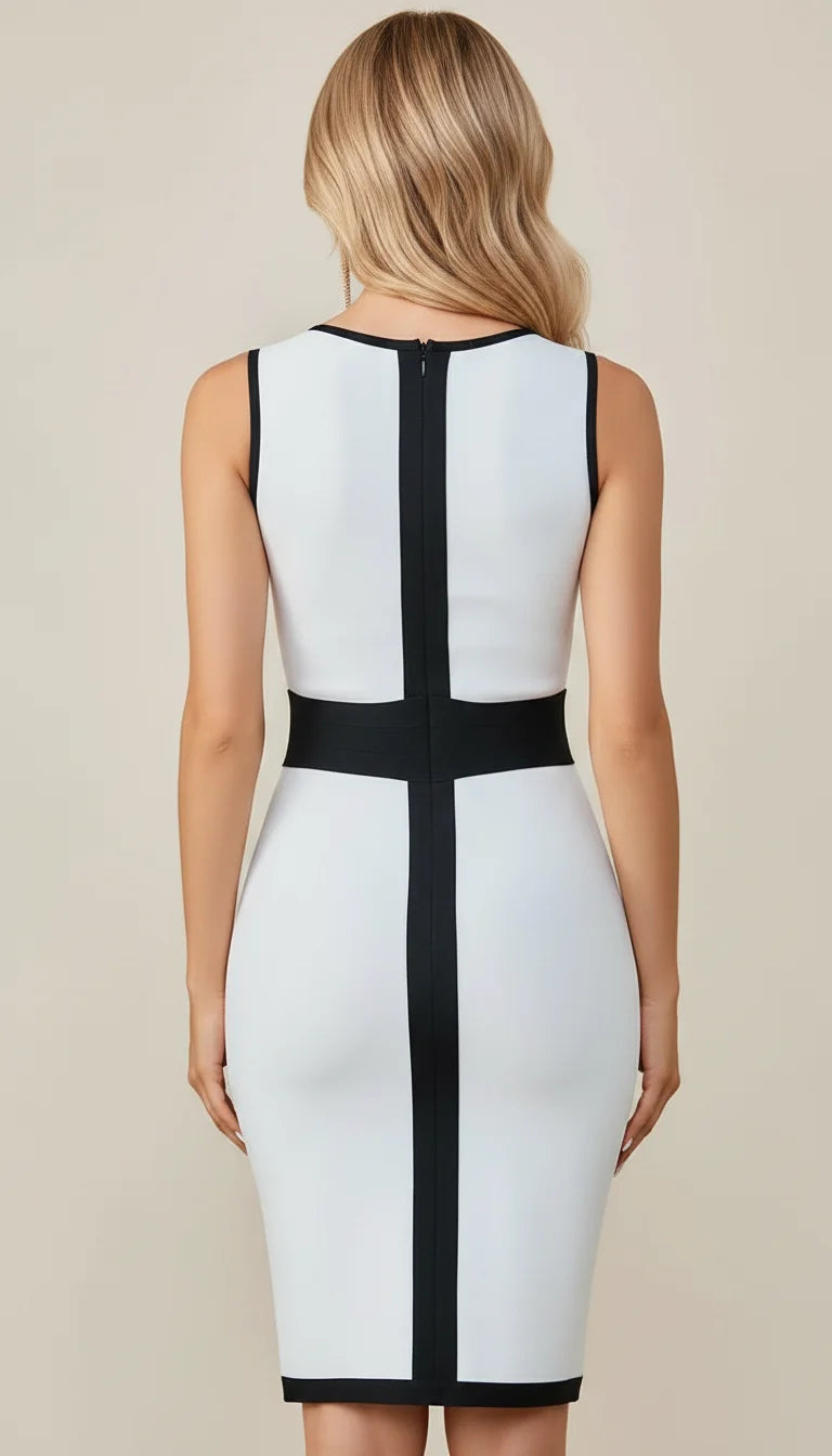 Robe Corset Bicolore Boutons Dorés - Vue dos