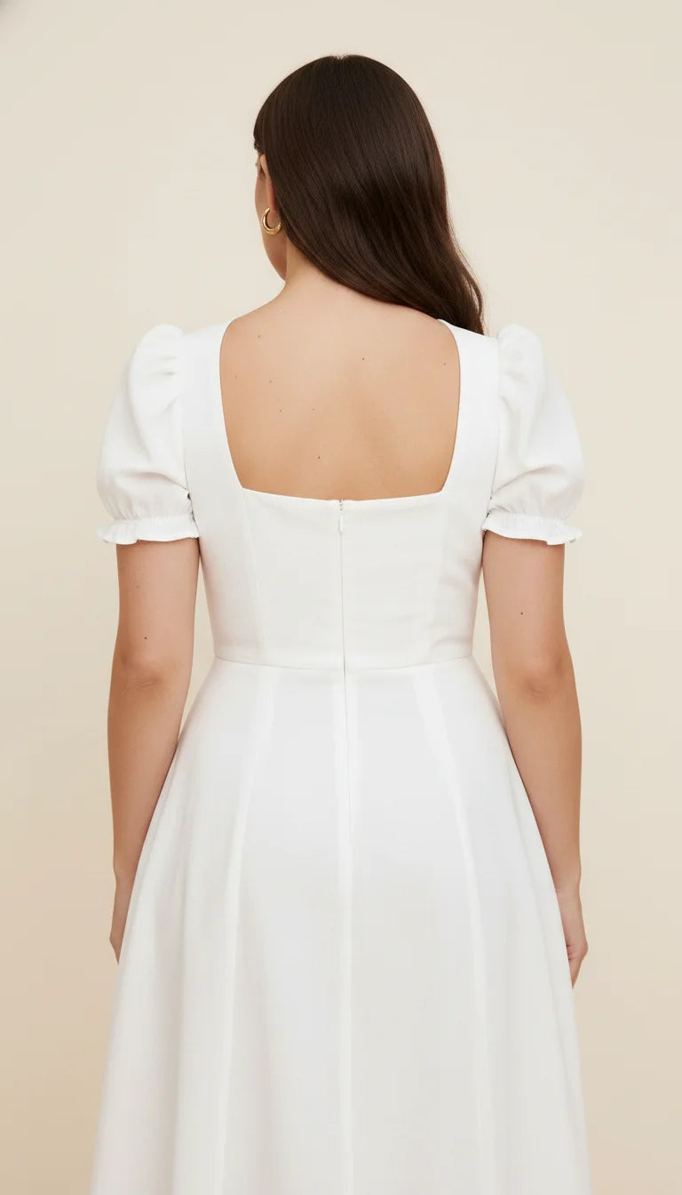 Robe Corset Blanche Décolleté Cœur - Vue dos