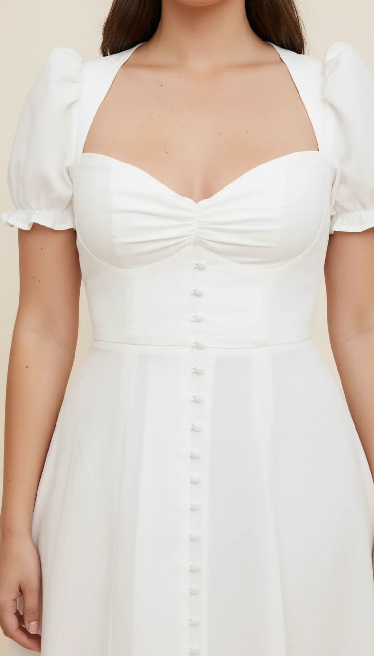 Robe Corset Blanche Décolleté Cœur - Vue face