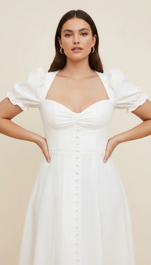 Robe Corset Blanche Décolleté Cœur - Vue principale