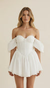 Robe Corset Blanche Manches Bouffantes
