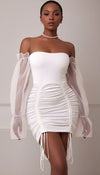 Robe Corset Blanche Manches Organza