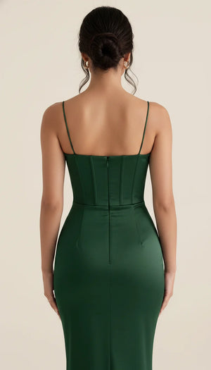 Robe Corset Bretelles Vert Émeraude - Vue dos