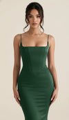 Robe Corset Bretelles Vert Émeraude