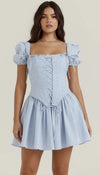 Robe Corset Broderie Anglaise Bleu Ciel