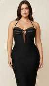 Robe Corset Buste Résille Noire
