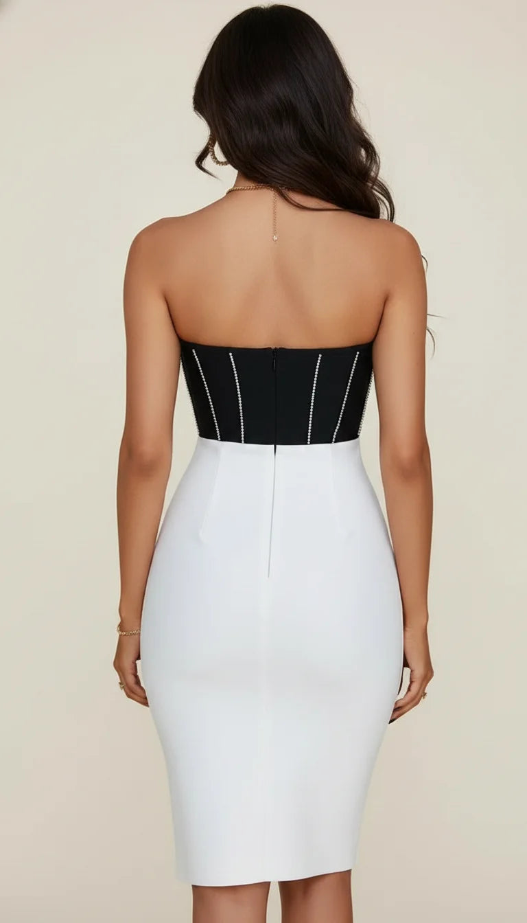 Robe Corset Bustier Bicolore Strass - Vue dos