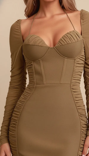 Robe Corset Bustier Cintrée Terracotta - Vue face