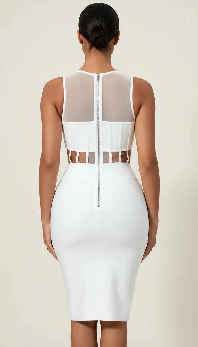 Robe Corset Bustier Découpes Blanche - Vue dos