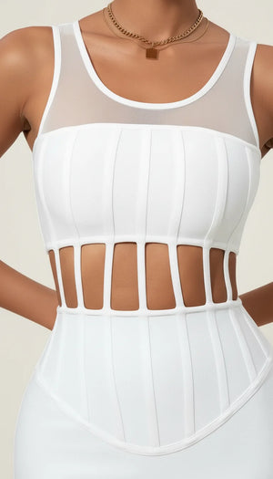 Robe Corset Bustier Découpes Blanche - Vue face