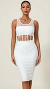 Robe Corset Bustier Découpes Blanche