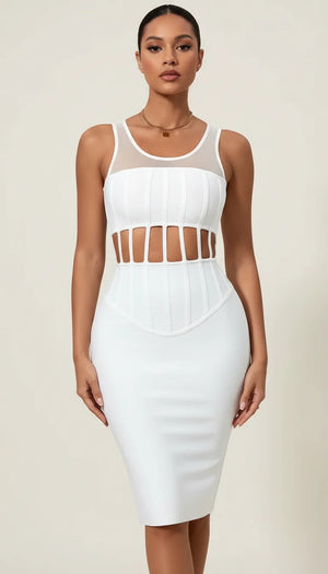 Robe Corset Bustier Découpes Blanche - Vue principale