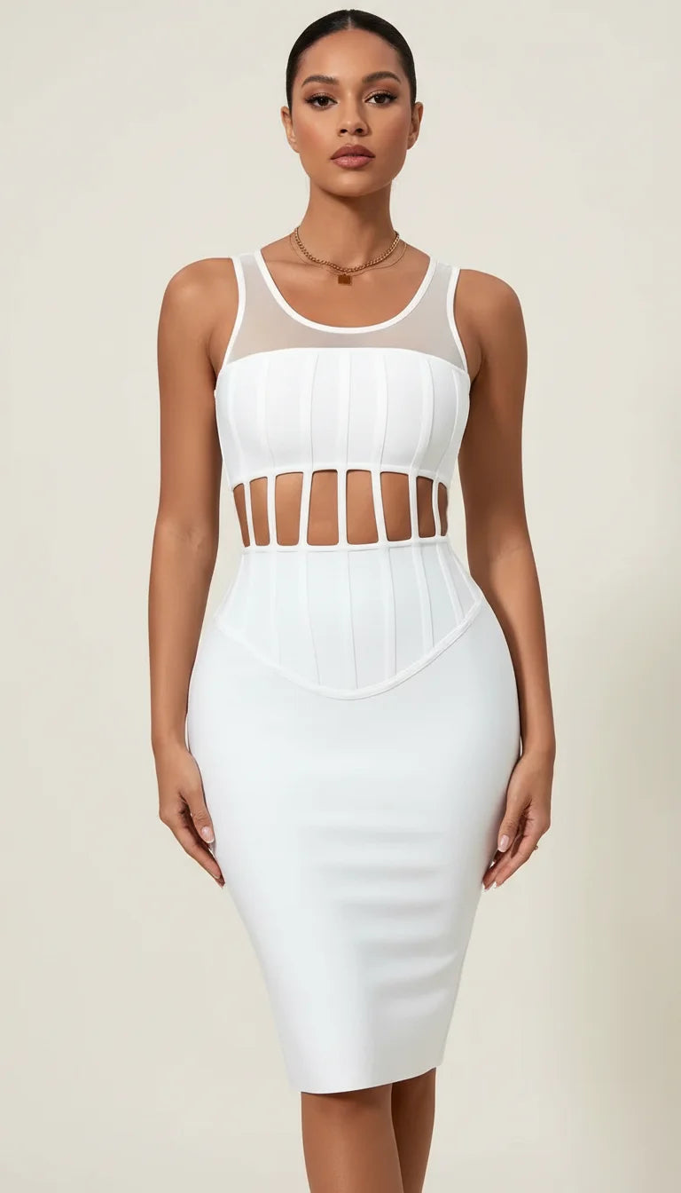 Robe Corset Bustier Découpes Blanche - Vue principale