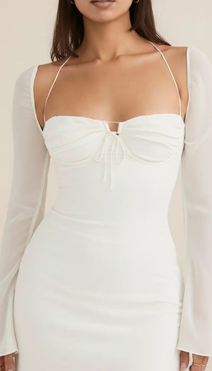 Robe Corset Bustier Écru Manches Fluides - Vue face
