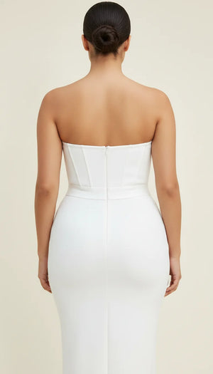 Robe Corset Bustier Franges Blanc Pur - Vue dos