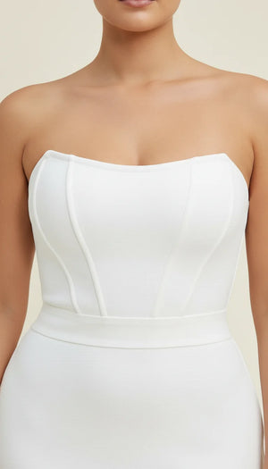 Robe Corset Bustier Franges Blanc Pur - Vue face