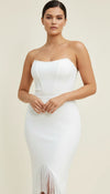 Robe Corset Bustier Frangée Blanc Pur