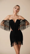 Robe Corset Bustier Franges Noire