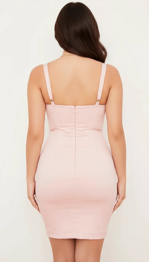 Robe Corset Bustier Lacée Rose Poudré - Vue dos