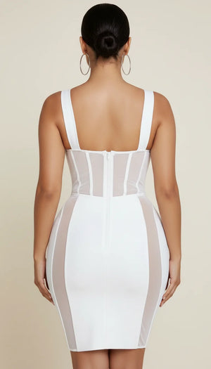 Robe Corset Bustier Maille Blanc Pur - Vue dos