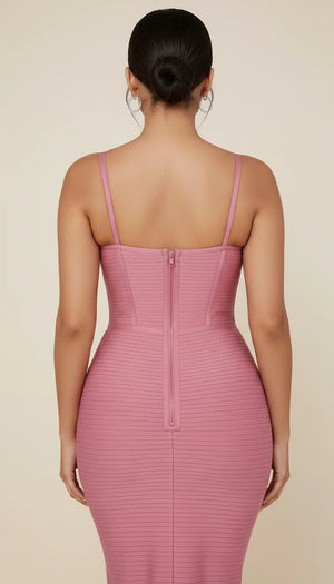 Robe Corset Bustier Résille Rose Bengale - Vue dos