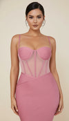 Robe Corset Bustier Résille Rose Bengale
