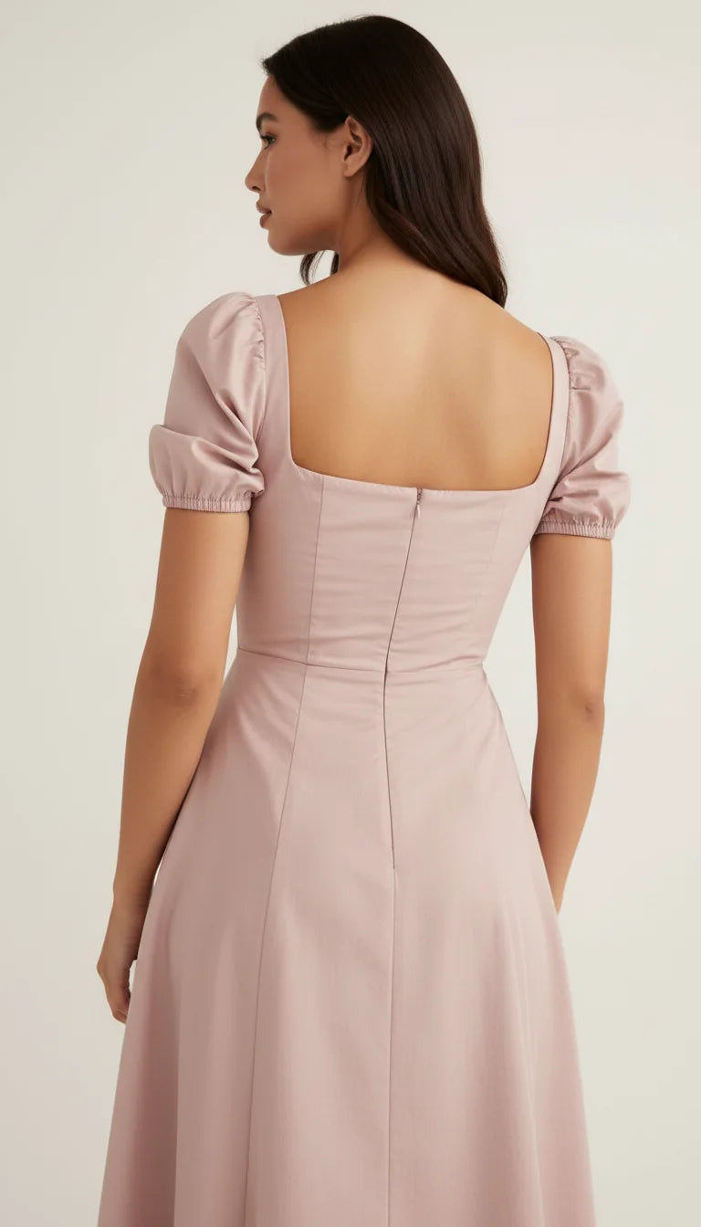Robe Corset Bustier Rose Poudré - Vue dos