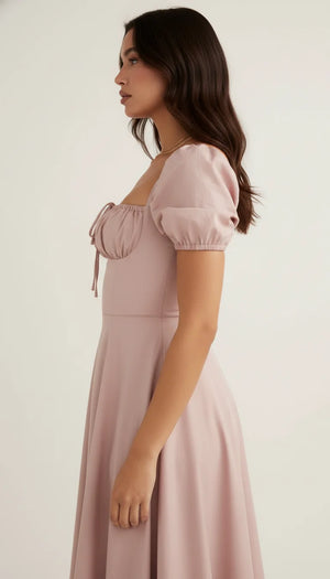 Robe Corset Bustier Rose Poudré - Vue profil