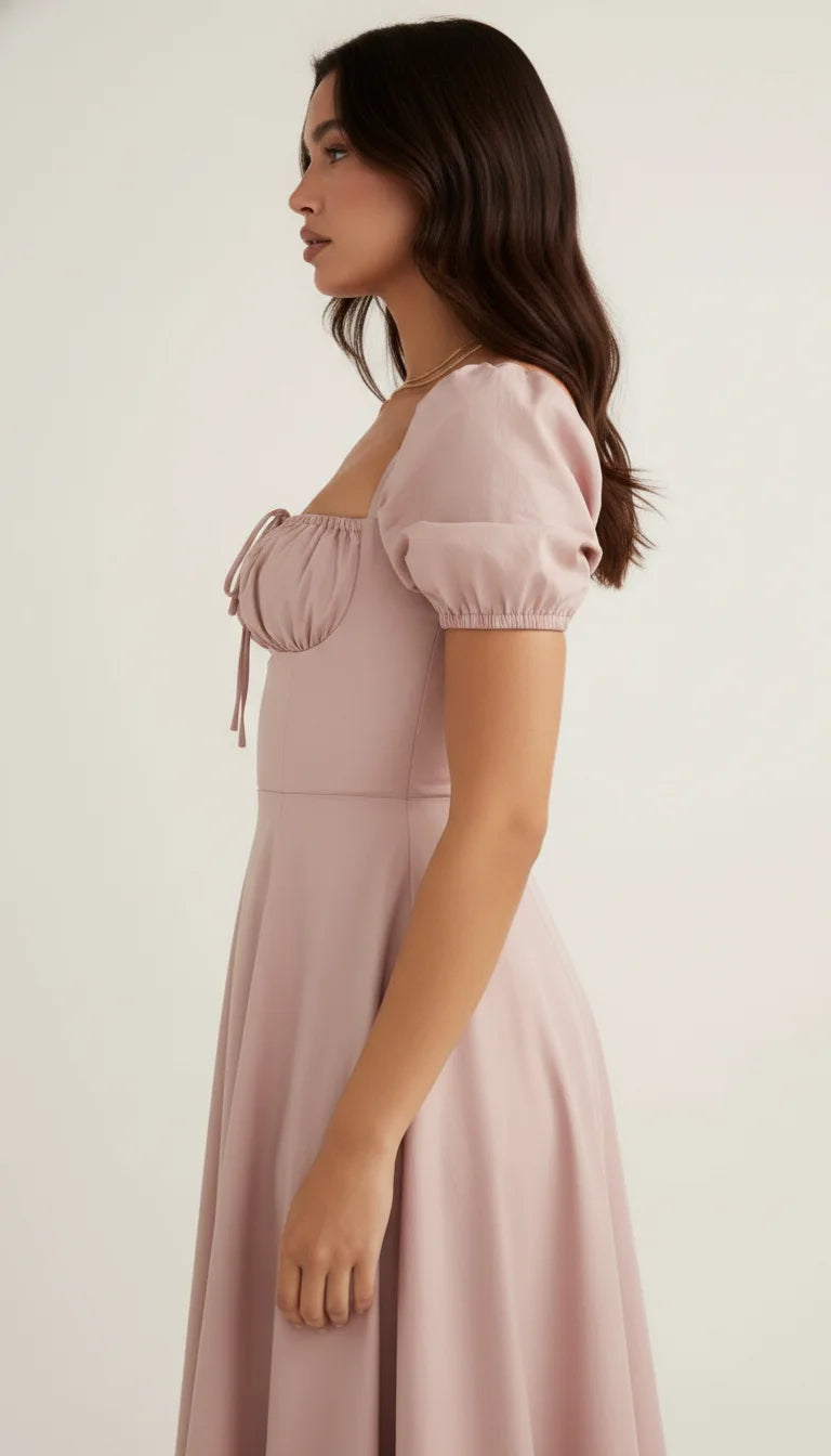 Robe Corset Bustier Rose Poudré - Vue profil