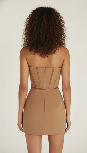 Robe Corset Bustier Sculptante Caramel Clair - Vue dos