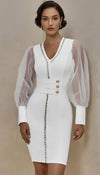 Robe Corset Cintrée Manches Voile Blanche