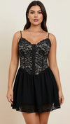 Robe Corset Courte Dentelle Noire