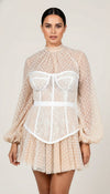 Robe Corset Courte Pois Crème