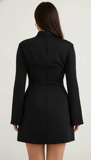 Robe Corset Découpes Noire Satinée - Vue dos
