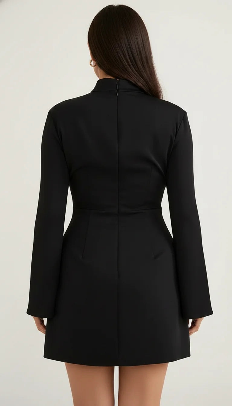 Robe Corset Découpes Noire Satinée - Vue dos