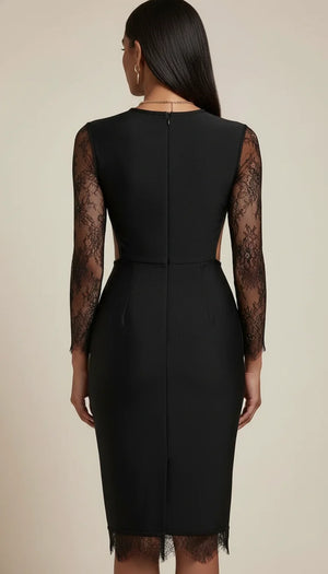 Robe Corset Dentelle Dos Nu Noire - Vue dos