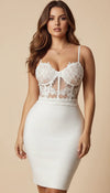 Robe Corset Dentelle Florale Blanche